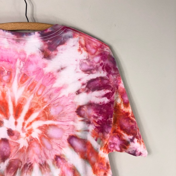 NEW Tie Dye Hand Dyed Colorful Tee Short sleeve Crewneck Shirt Cotton 842 - Picture 6 of 11